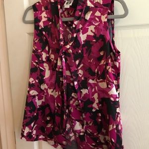 Anne Klein Tie Button Down Short Sleeved Blouse